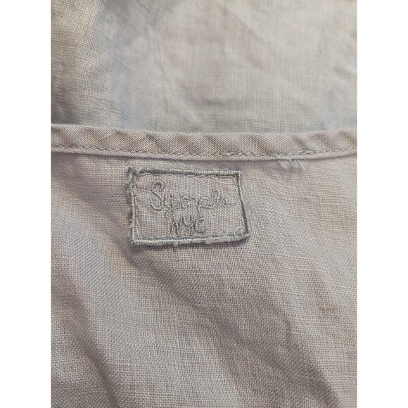 Simple NYC 2X Linen Tunic Boho Top V Neck Tassles Cream Embroidered 3/4 Sleeves - Picture 6 of 7